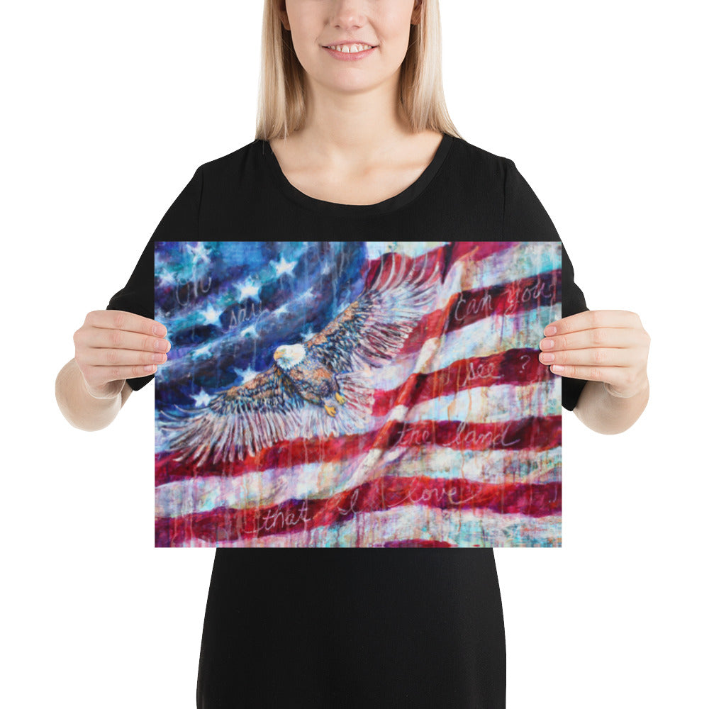 American Flag Eagle Poster