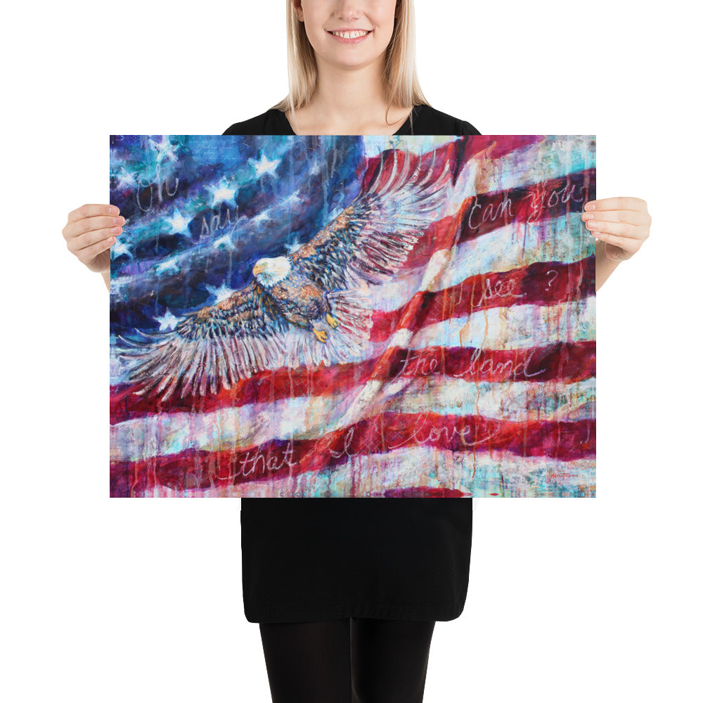 American Flag Eagle Poster